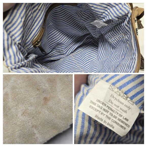 Clea Ray Bohemian Crossbody Bag Canvas And Calf Hair Leather Fur - Picture 7 of 8